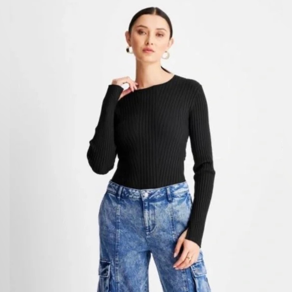 Future Collective Open Back Twist Pullover Knit Sweater Jumper